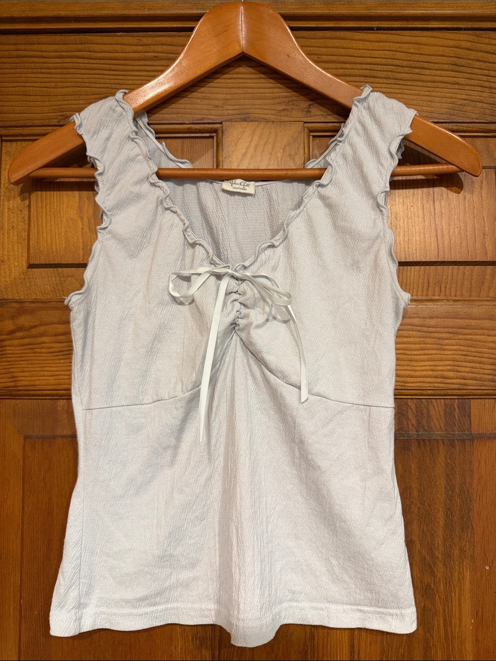 Brandy Melville Pale Blue Ruffle Tie-Front Tank